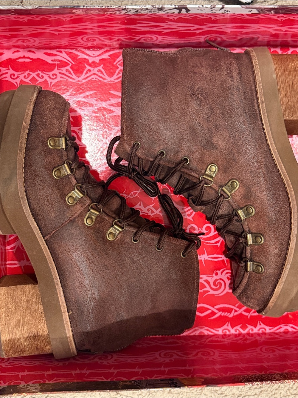 Jeffrey Campbell Brown Suede Lace-Up Ankle Boots